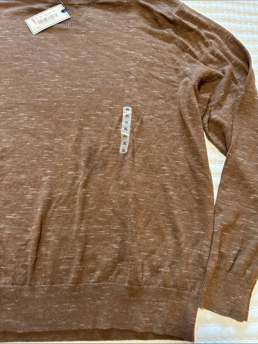 Men's Brown Crewneck Sweater by BONO - Lightweight Knit XL